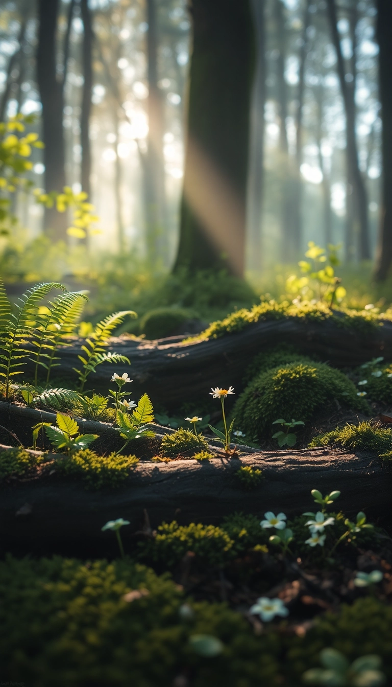 HD iPhone AI Spring Forest Floor Luxurious Background Royalty-Free Stock Image